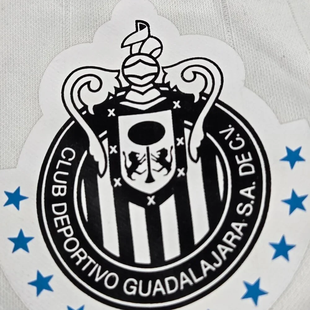 Club Deportivo Guadalajara‎ Men Shirt L White Logo Embroidery Adidas Striped